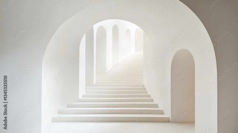 White Archway Staircase Interior; Architectural Perspective; Possible Use Stock Photo White Archway Staircase Interior; Architectural Perspective; Possible Use Stock Photo