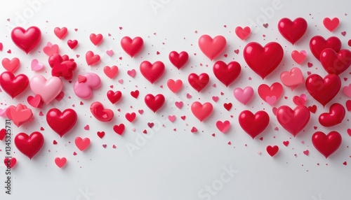 Colorful heart decorations valentine's day digital art minimalist top view love theme