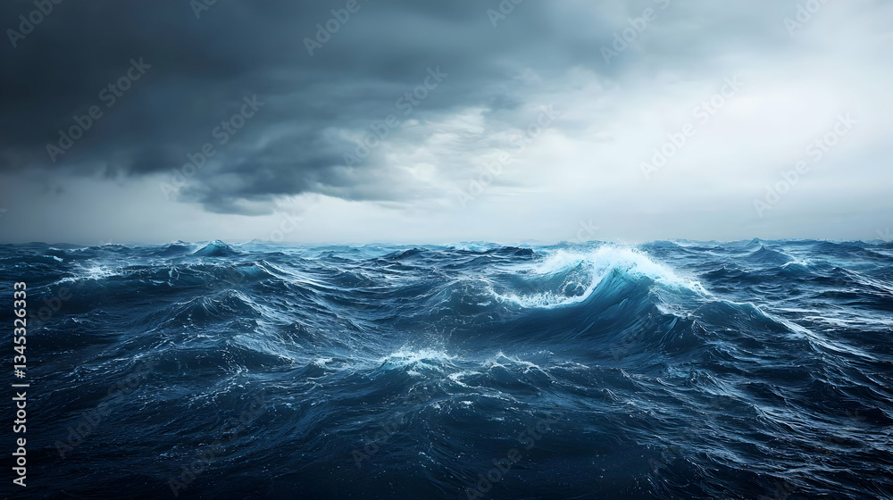Stormy Ocean Waves Under Dark Cloudy Sky Stormy Ocean Waves Under Dark Cloudy Sky