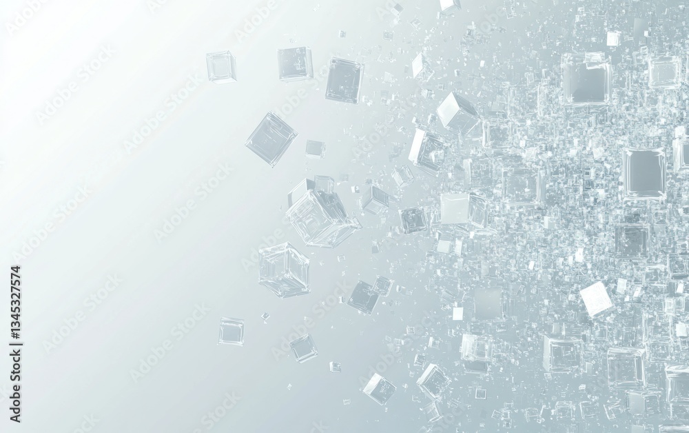 Obraz premium Abstract grey cubes floating, digital background.