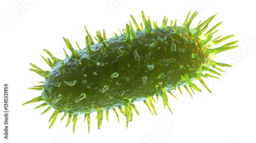 green bacteria cell isolated on white background