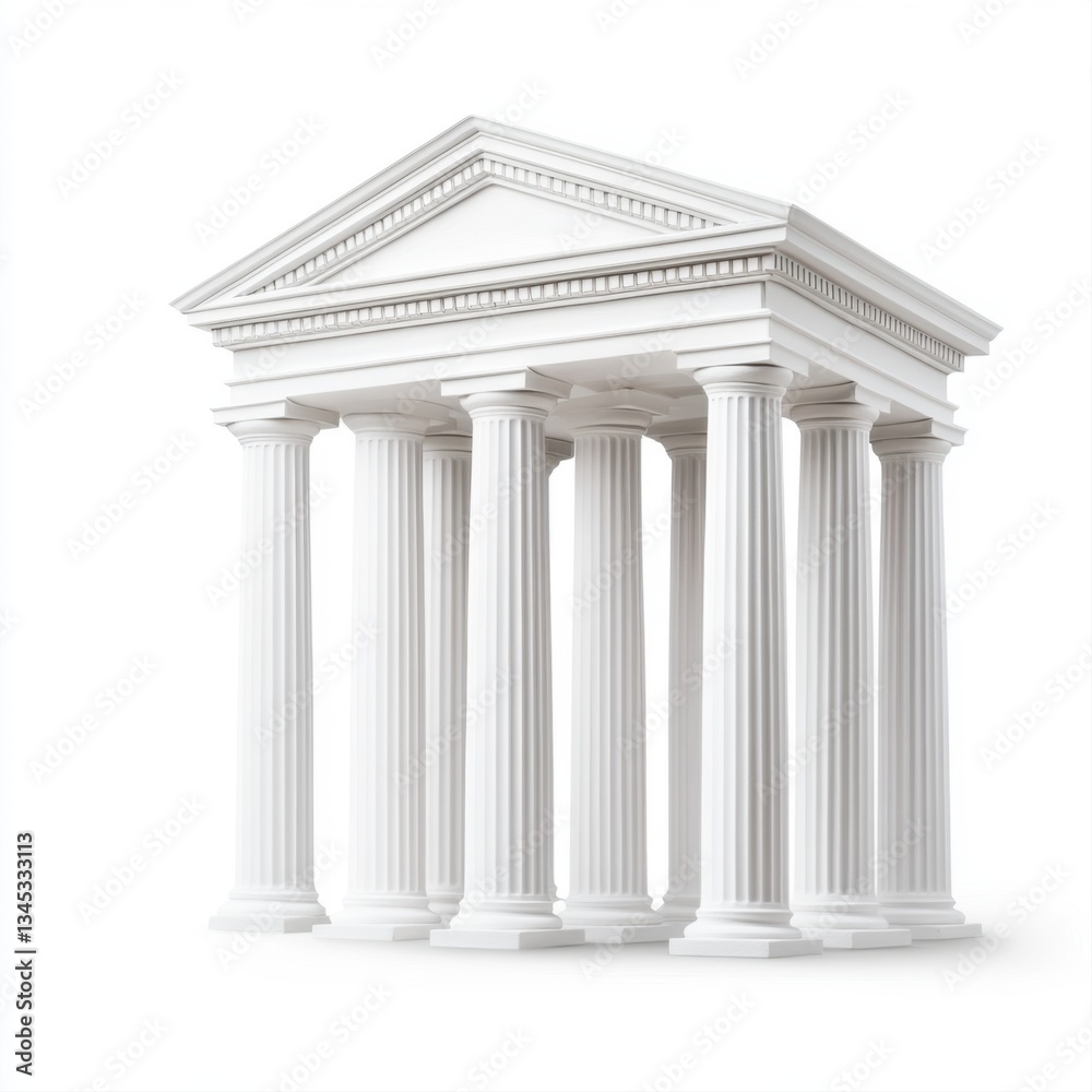 White Classical Temple with Columns and Pediment for Architecture and Design Projects White Classical Temple with Columns and Pediment for Architecture and Design Projects