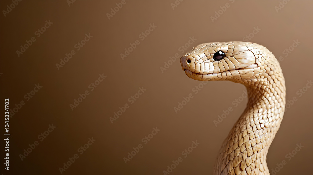 Fototapeta premium Close Up Snake Head Portrait Against Brown Background
