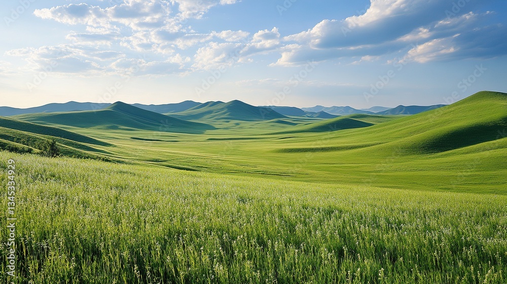 The vast and endless green prairie of Inner Mongolia, stretching as far as the eye can see, showcasing the breathtaking beauty of nature. The vast and endless green prairie of Inner Mongolia, stretching as far as the eye can see, showcasing the breathtaking beauty of nature.