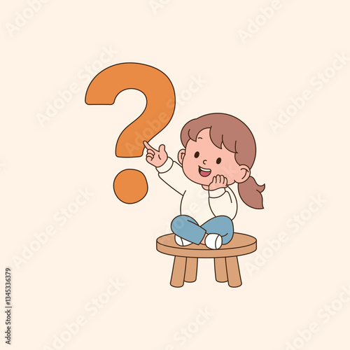 Someone holding a question mark and wondering. minimal line art vector illustration.