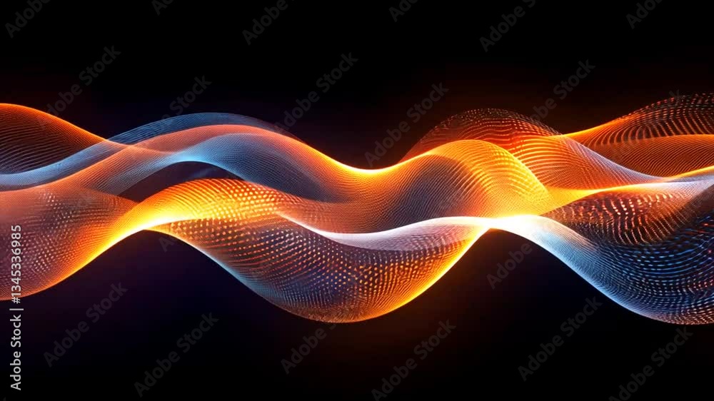 Abstract flowing glowing particle wave background for presentation and technology concept