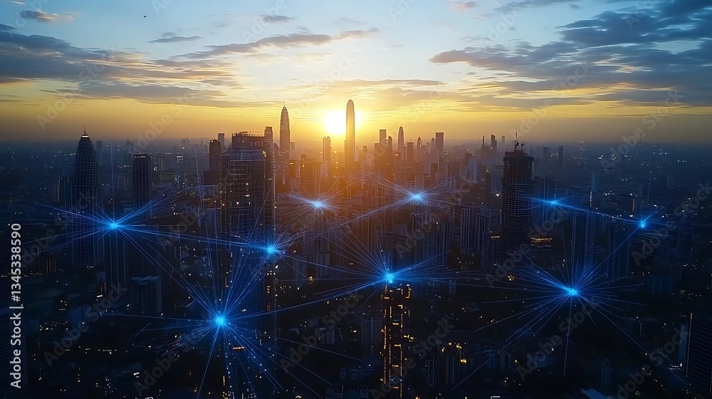 Fototapeta premium Understanding Software Defined Networking in IT infrastructure, showcasing its impact on network management, flexibility, scalability, and efficiency in modern technology environments.