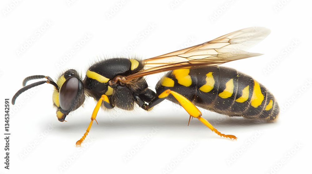 Profile View Of A Wasp With Yellow And Black Stripes Profile View Of A Wasp With Yellow And Black Stripes