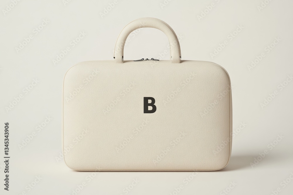Cream-colored, hard-shell cosmetic case with a simple, elegant design Cream-colored, hard-shell cosmetic case with a simple, elegant design