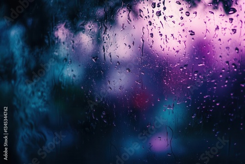 Obraz na płótnie abstract macro photography of purple rain droplets on glass creating ethereal bokeh patterns with depth and dimension w salonie