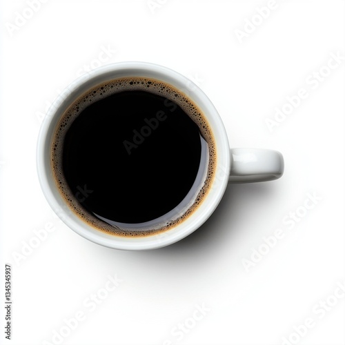 Freshly Brewed Black Coffee in a Simple White Mug on a Minimalist Background for Beverage Photography