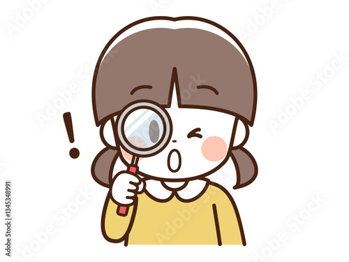 こども_虫眼鏡を覗く女の子_！
