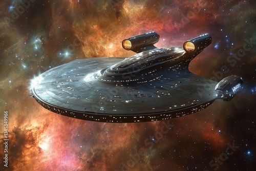 Futuristic Starship in Space