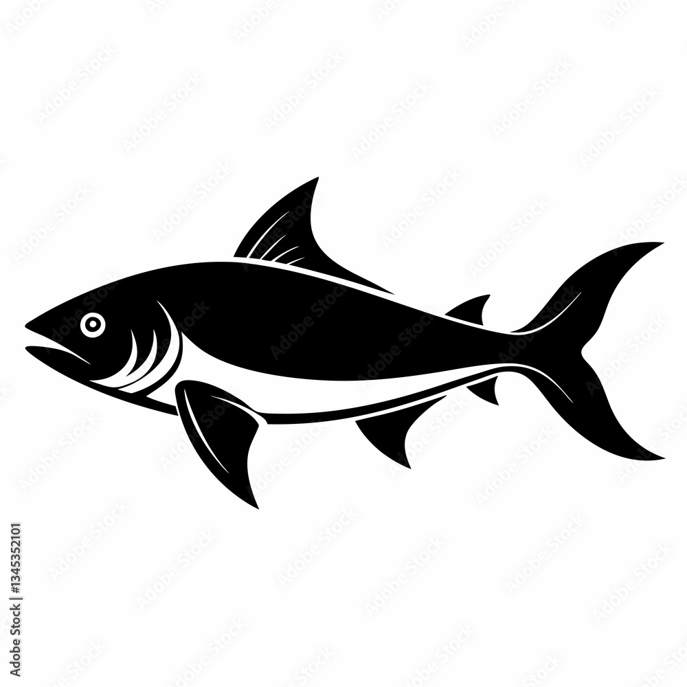 Simple Tarpon Silhouette Vector on White Background Simple Tarpon Silhouette Vector on White Background