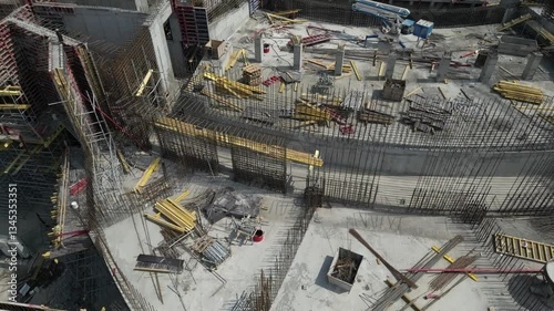 Epic Construction Site Aerial Drone Footage. Urban Development Cinematic View.