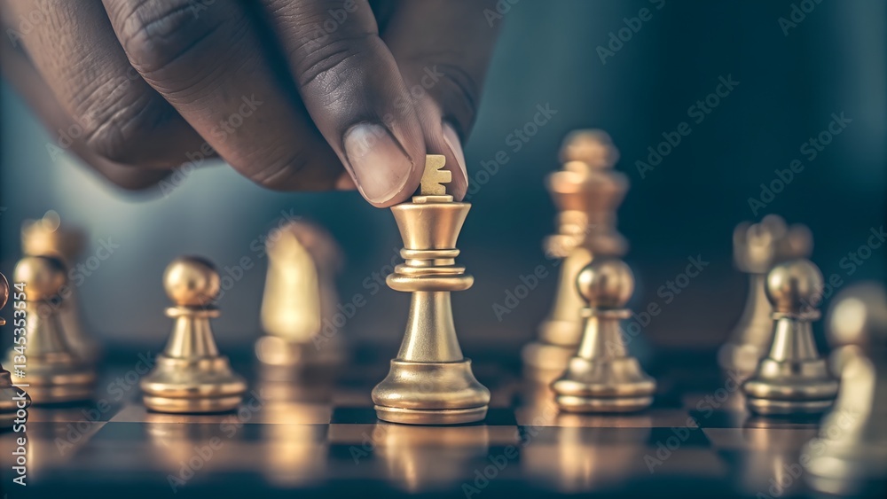 Strategic Chess Move – Hand Moving the Queen Piece Strategic Chess Move – Hand Moving the Queen Piece