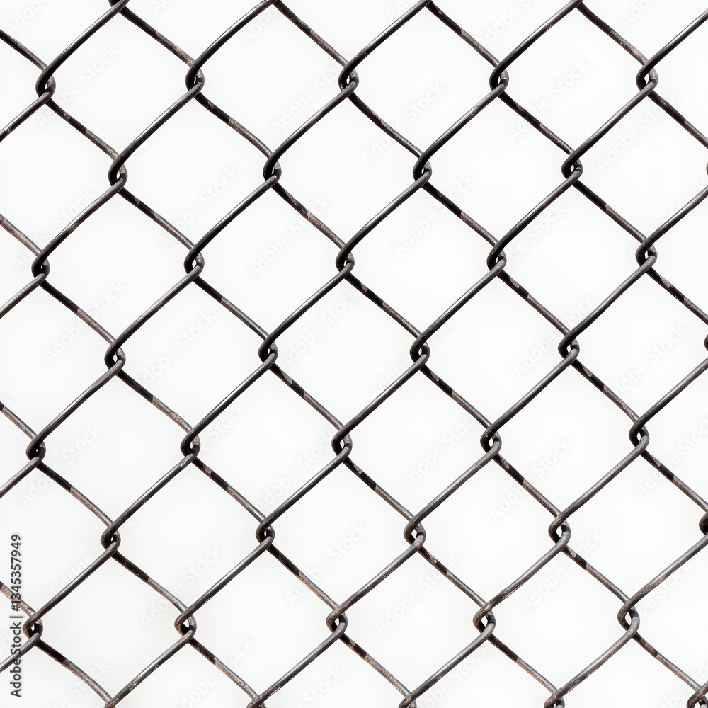 Closeup of chain link fence on clear day with shadows creating geometric patterns Closeup of chain link fence on clear day with shadows creating geometric patterns