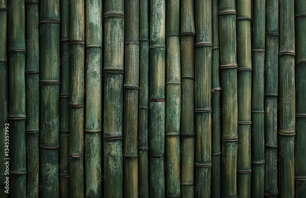 Close-up of dense green bamboo stalks in vertical arrangement. Close-up of dense green bamboo stalks in vertical arrangement.