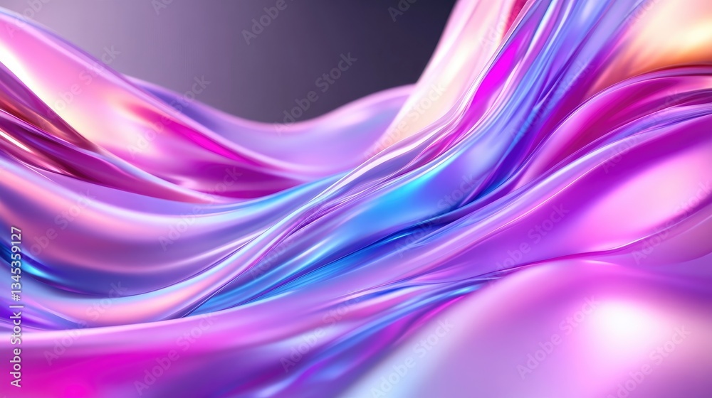 Abstract vibrant fluid waves. Dynamic flowing forms in iridescent holographic colors. Soft, smooth, and mesmerizing Abstract vibrant fluid waves. Dynamic flowing forms in iridescent holographic colors. Soft, smooth, and mesmerizing