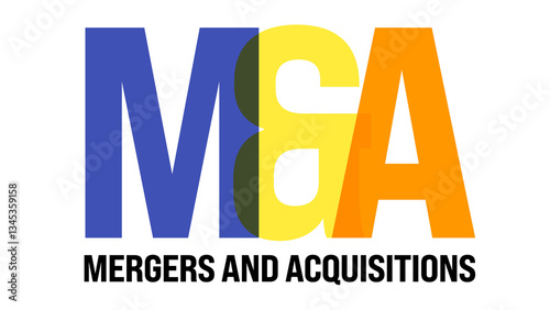 Mergers and Acquisitions, M&A, Multicolor Text Effect, transparent background