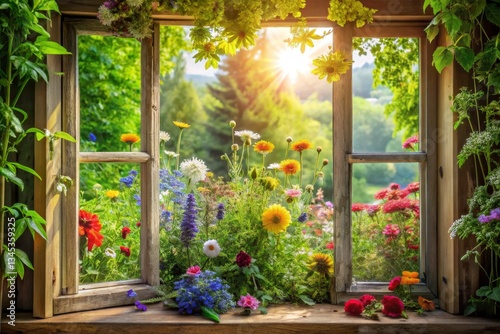 Window View of Summer Garden