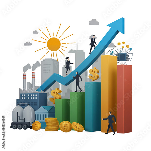 Industrial Growth and Financial Success: A Chart Illustrating Business Expansion isolated on white or transparent png background