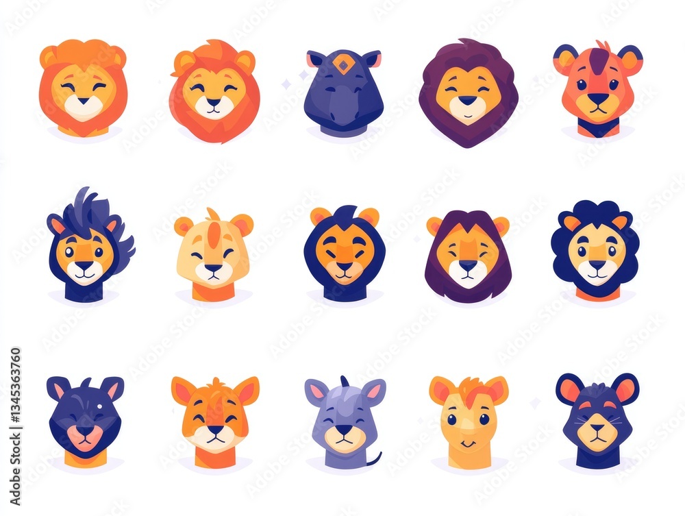 Obraz premium Cute Animal Heads Collection