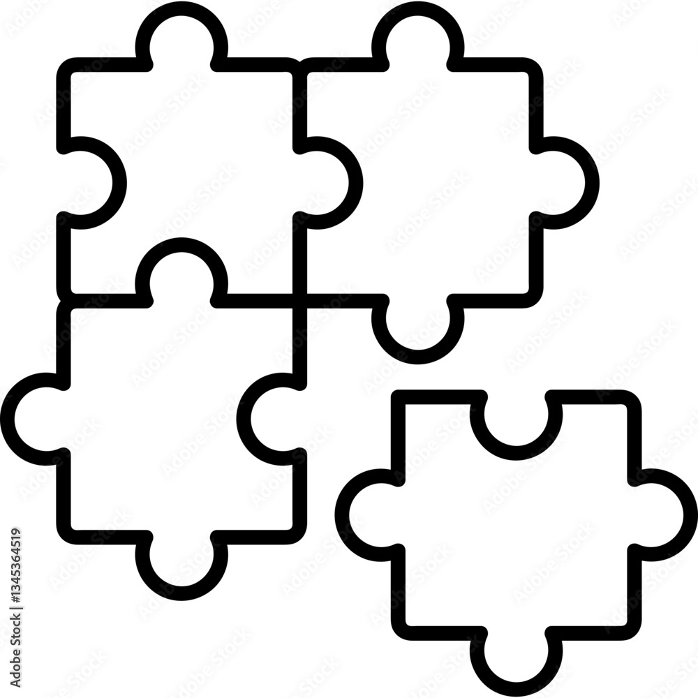 Puzzle - icon black outline - illustration Puzzle - icon black outline - illustration