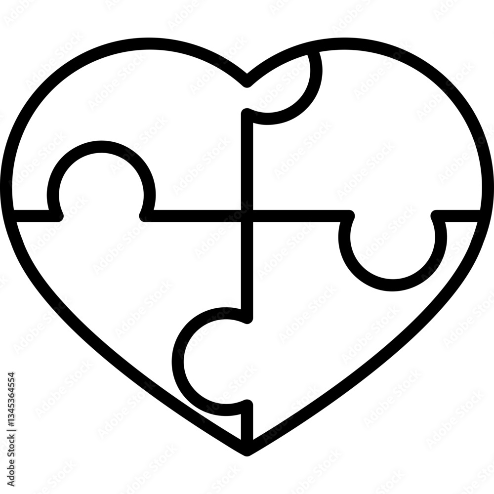 Puzzle - icon black outline - illustration Puzzle - icon black outline - illustration