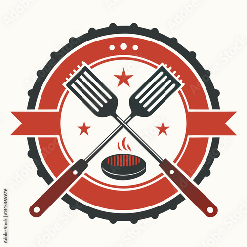 Vintage Grill Barbeque with Fork and Charcoal