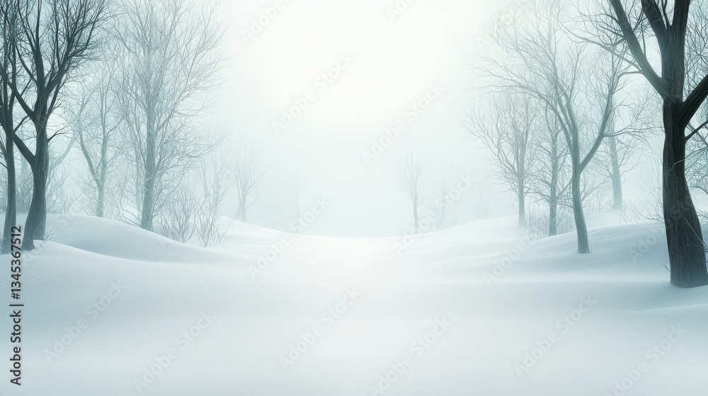 Naklejka premium A breathtaking snowy landscape, majestic trees adorned with winter's frozen embrace