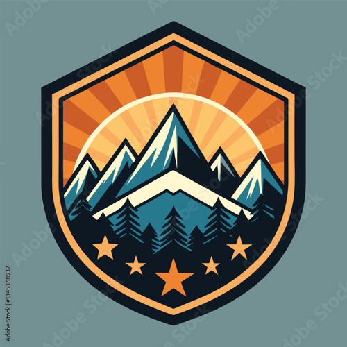 Vintage Mountain Adventure Emblem Badge Logo Vector