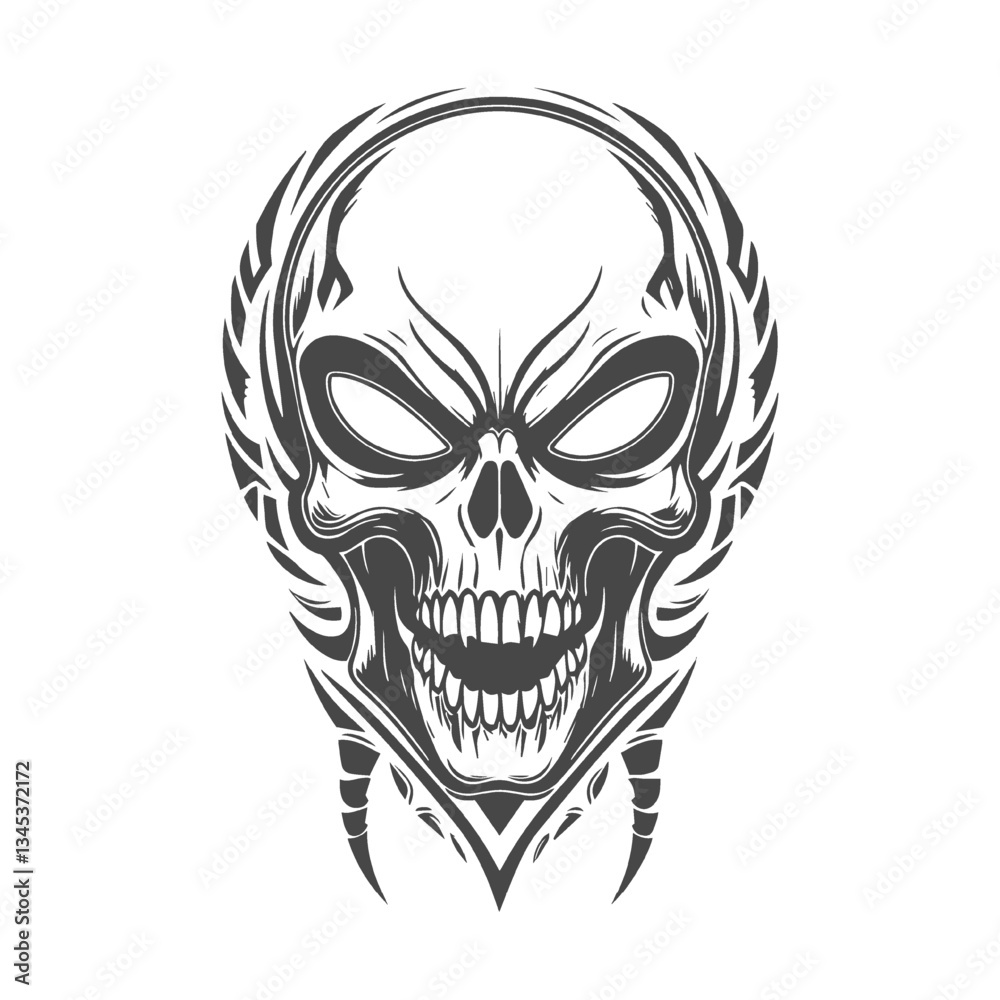 Intricate Alien Tribal Skull Tattoo Design Intricate Alien Tribal Skull Tattoo Design