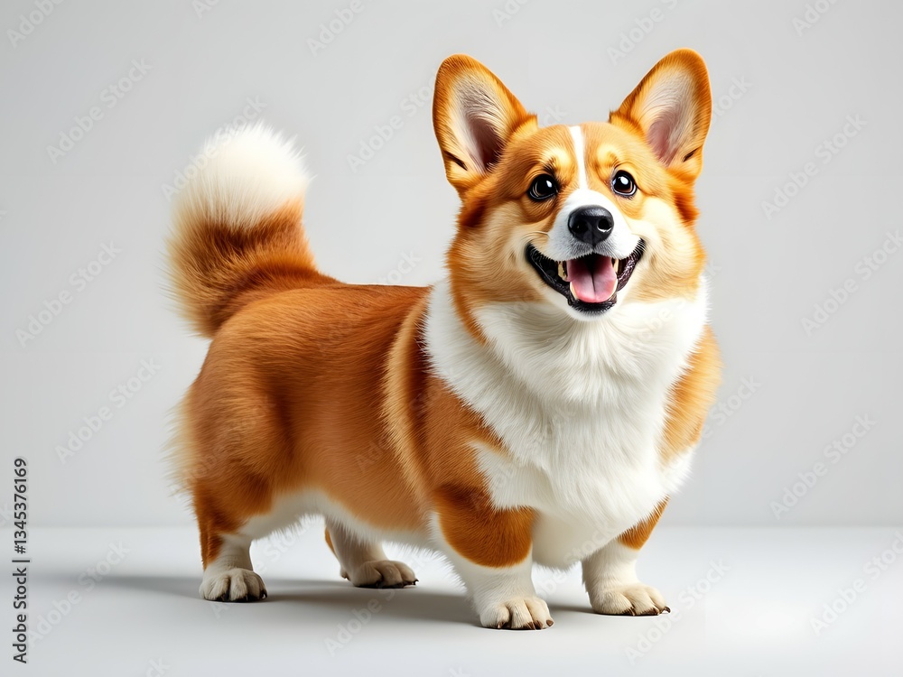 Corgi dog isolated on solid white background, pet dog, dog breed Corgi dog isolated on solid white background, pet dog, dog breed