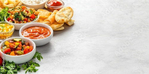 Wallpaper Mural Colorful Assortment of Dishes and Sides on a Light Background Torontodigital.ca