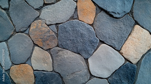 Textured Stone Pavement in Shades of Gray, Blue, and Brown