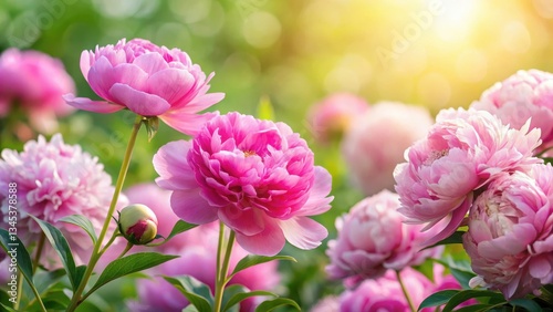 Fototapeta Naklejka Na Ścianę i Meble -  Soft petal peonies in a lush pink garden, petals, beauty,  petals