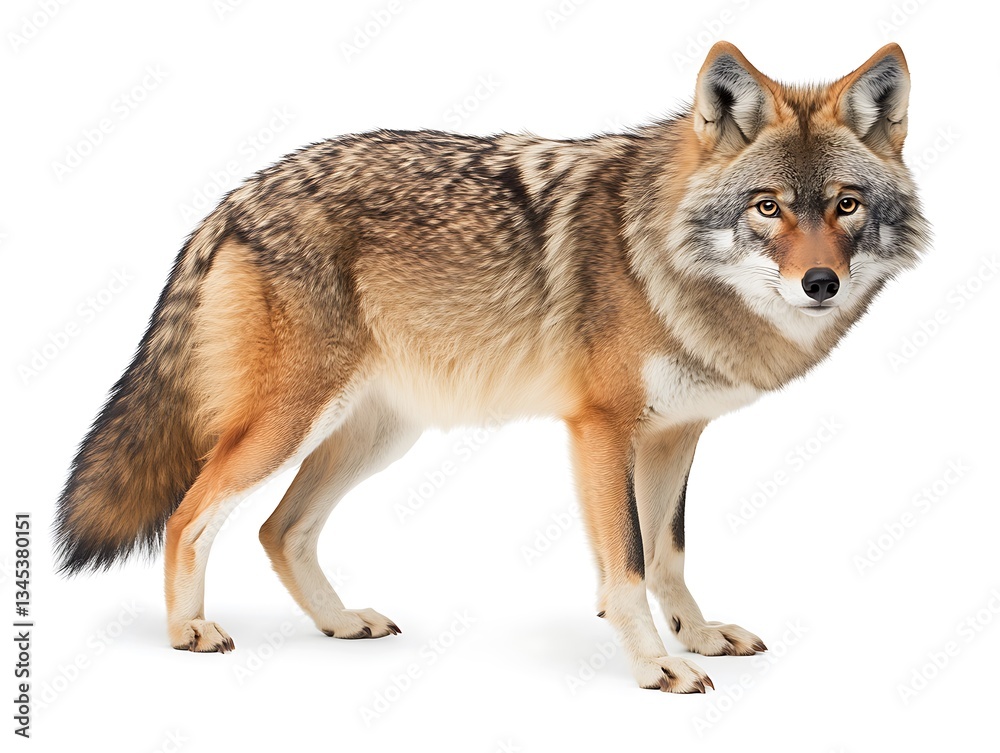 Fototapeta premium Coyote Standing for White Background.