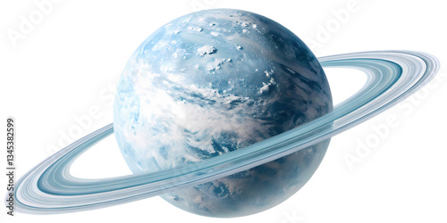 Fototapeta Naklejka Na Ścianę i Meble -  A Ringed Ice Planet with a Frozen Atmosphere, transparent background