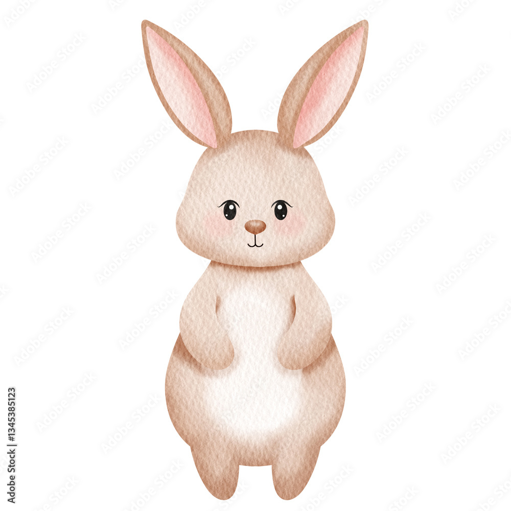 Obraz premium Watercolor Cute rabbit. Easter cute bunny.