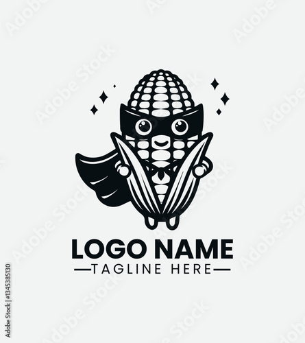 Cute Corn Superhero Logo Design, Superhero Corn Logo, Funny Corn Logo