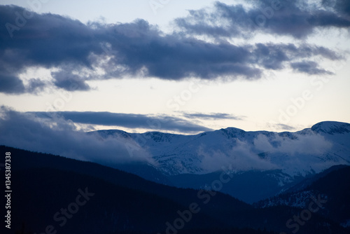 Gray winter evening in the Colorado Rocky Mountains