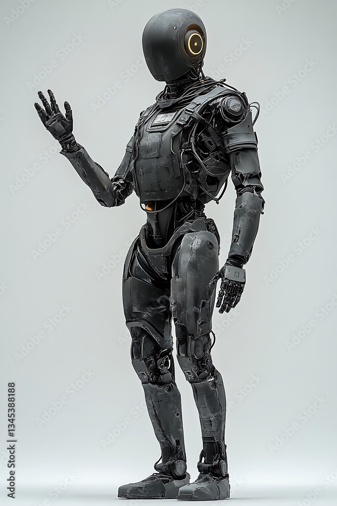 Fototapeta premium Futuristic Robot AI Android Cyborg Posing Technology Science Fiction