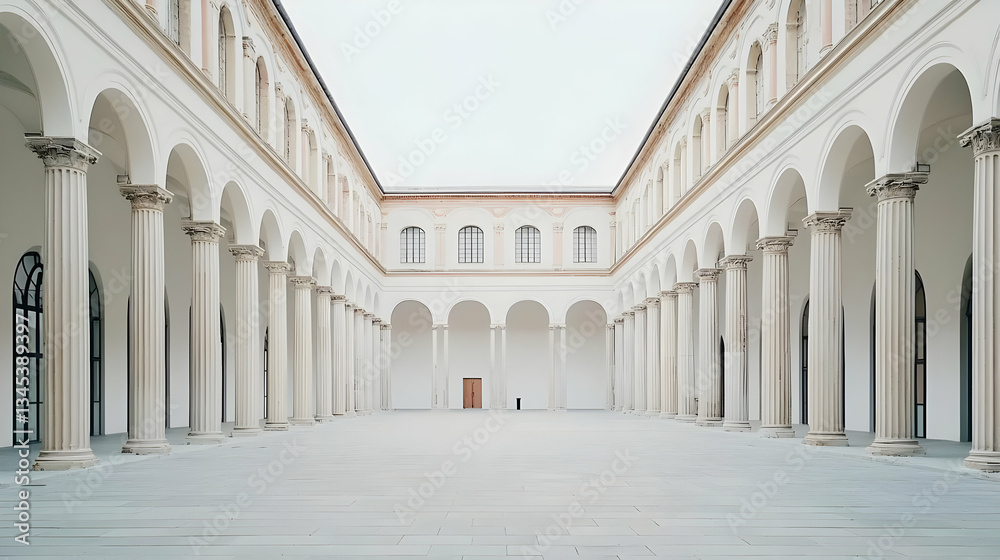 Fototapeta premium Empty White Courtyard With Columns