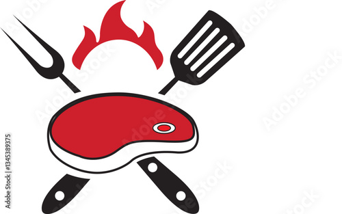 simple buffet and grill logo design