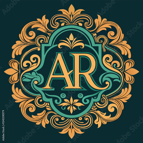 Ornate AR Monogram Flourished with Baroque Elements