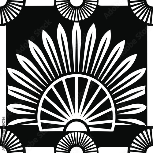 Art Deco Geometric Patterns in Bright White on Vintage Style Decorative Elements