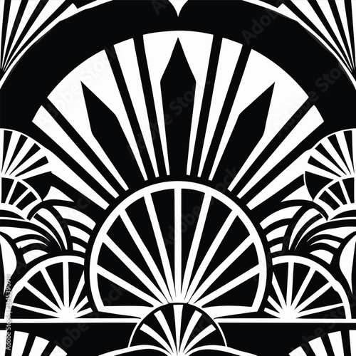 Art Deco White Vintage Style Decorative Geometric Ornament Design