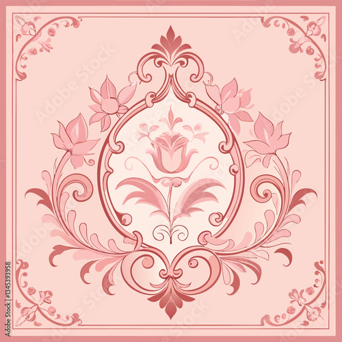 Pastel Pink Floral Baroque Rococo Victorian Vintage Boudoir Wall Art