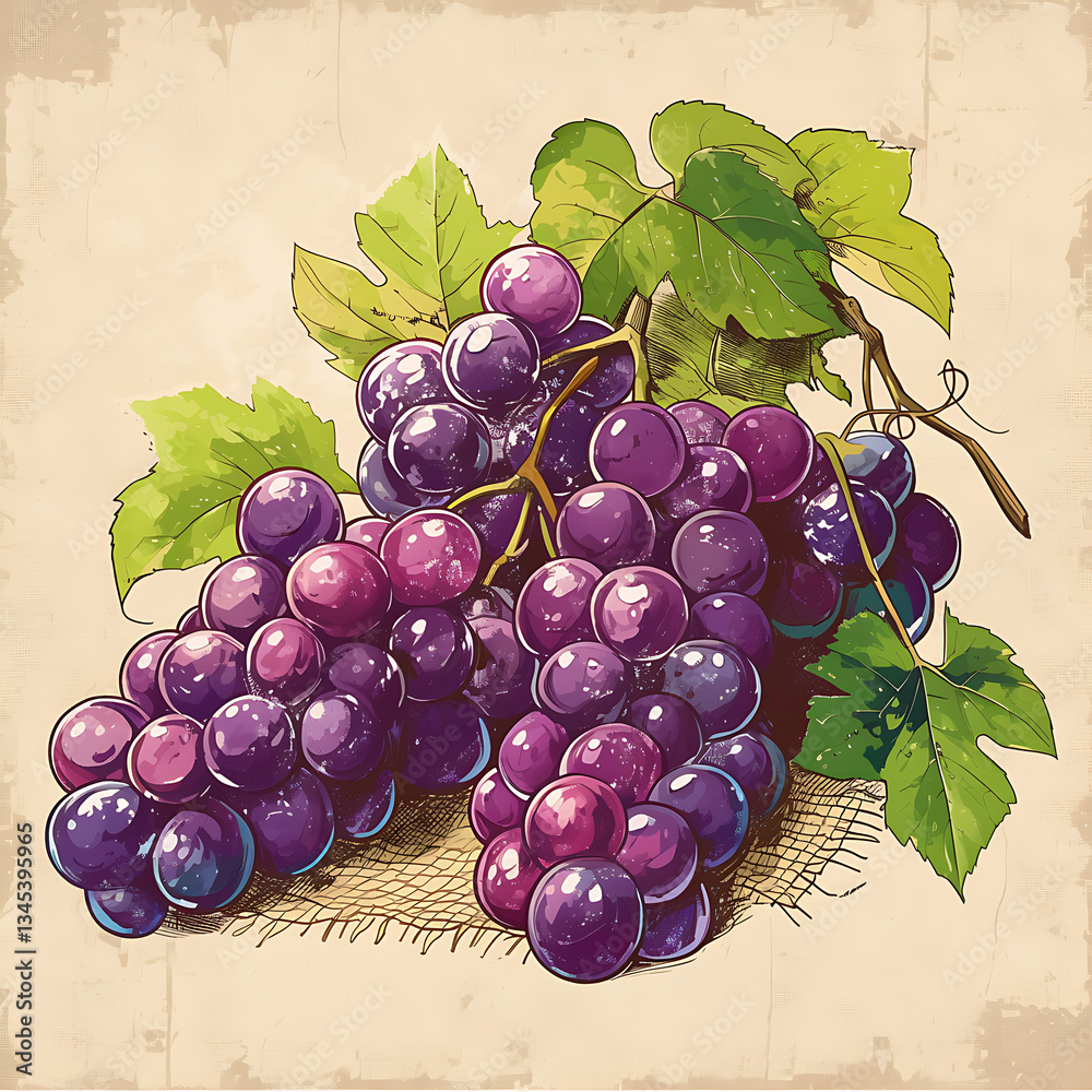 Fototapeta premium Grape fruit illustrator for advertising. Generative AI Illustration